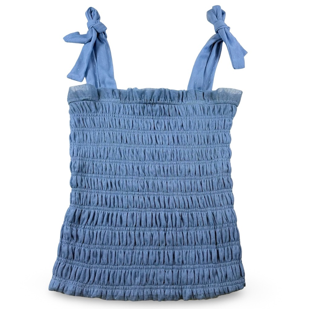 Anthropologie Blue Smocked Tie Strap Cami Top Womens Small